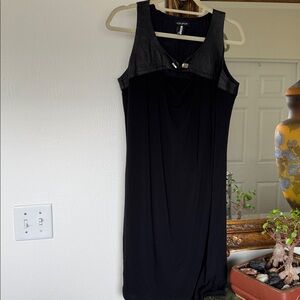 Chic Black Dress with leather Details